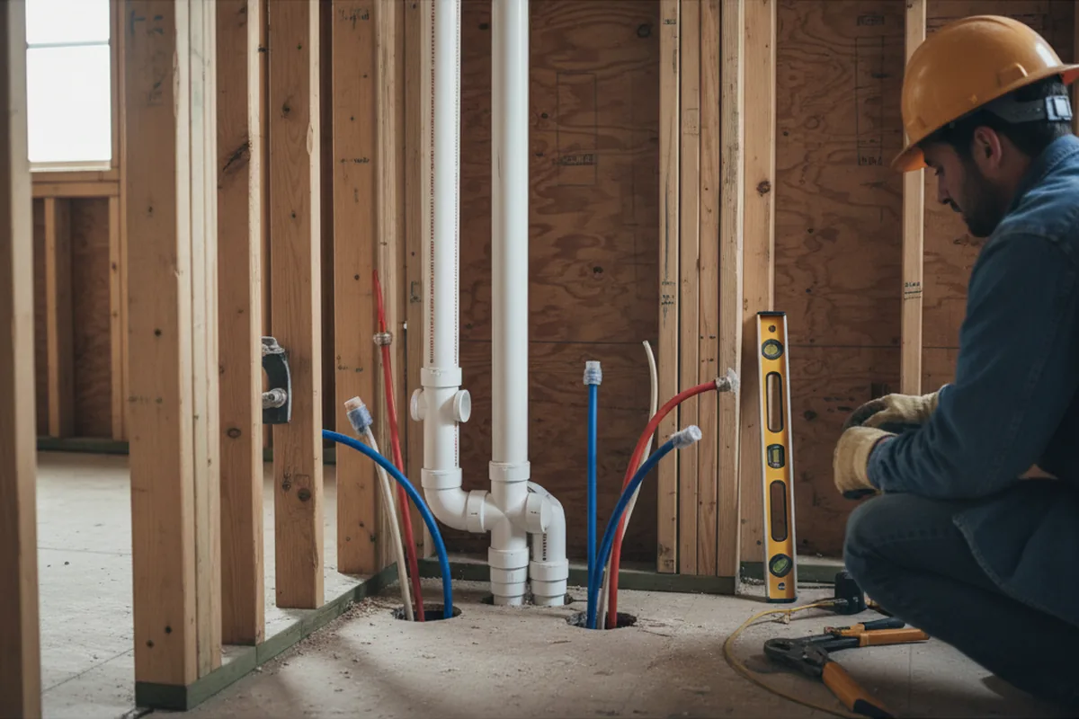 Drain and supply rough-in during Garbage Disposal Repair in Benld
