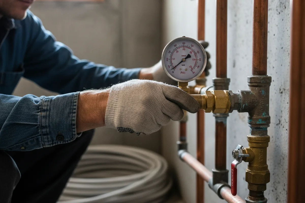 Pressure testing a repaired line during Water Line Repair in Benld
